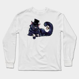 Fancy Cat - Longhair Black Gentleman Kitty Long Sleeve T-Shirt